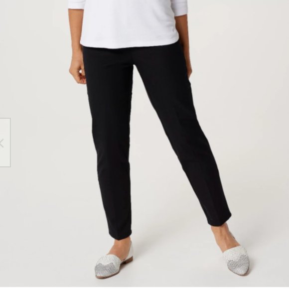 Isaac Mizrahi Live! Petite 24/7 Stretch Classic Ankle Pants | Black - Picture 1 of 2